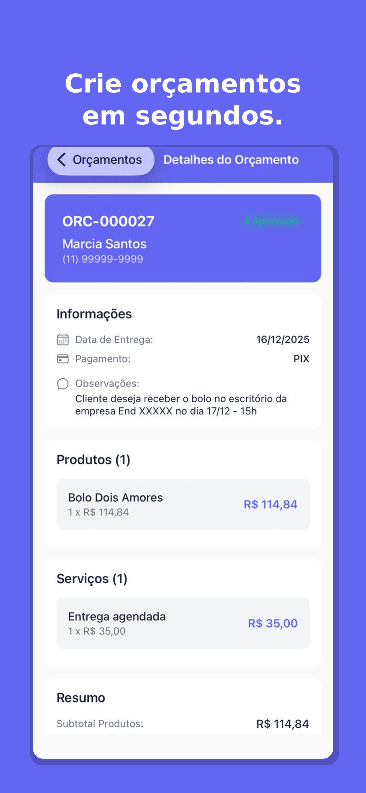 App de precificação para confeitaria - Orçamento profissional com envio por WhatsApp