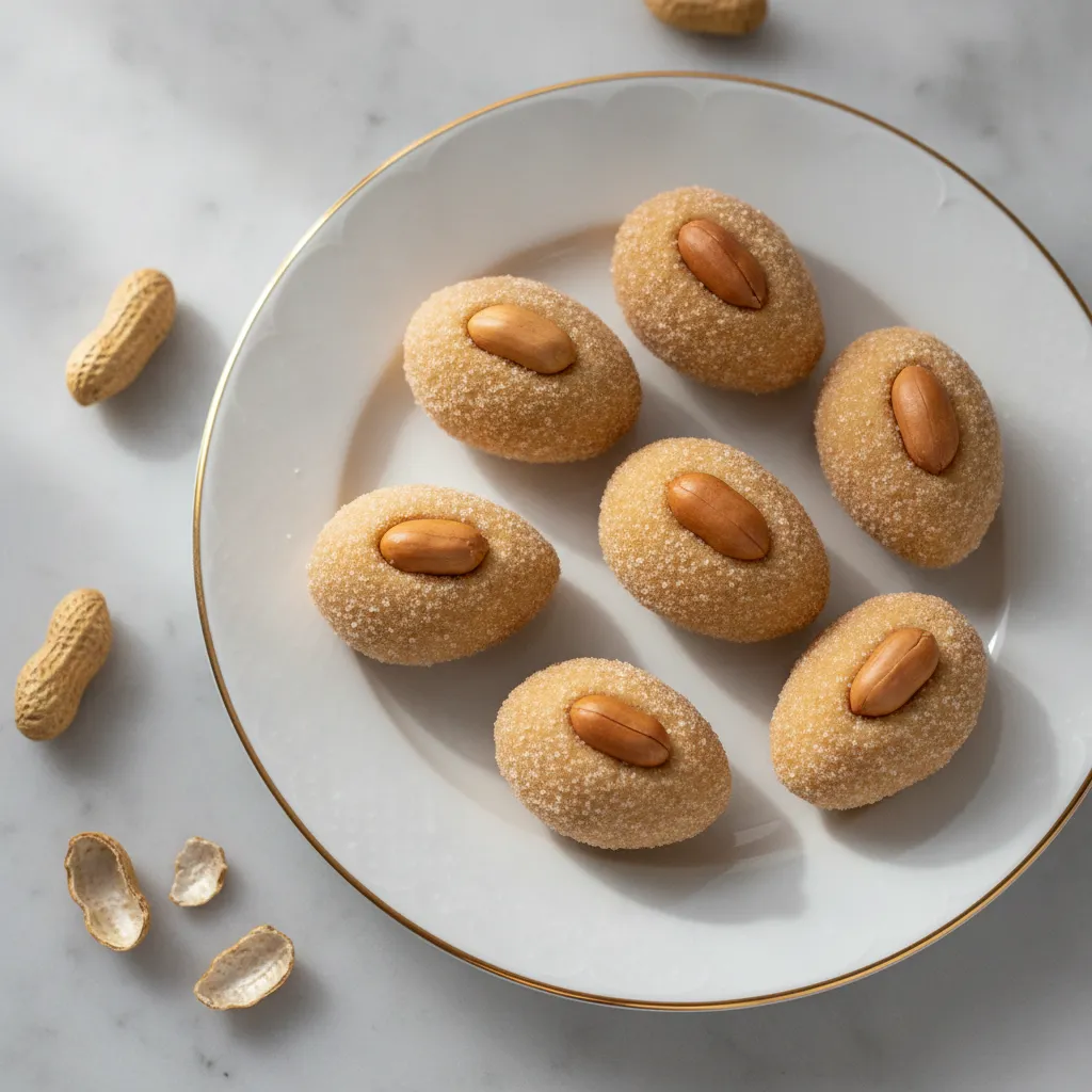 Cajuzinhos gourmet em três variações (chocolate, pistache e castanha) em prato de cerâmica com acabamento dourado, iluminação natural e composição sofisticada